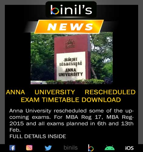 Anna University rescheduled exam timetable