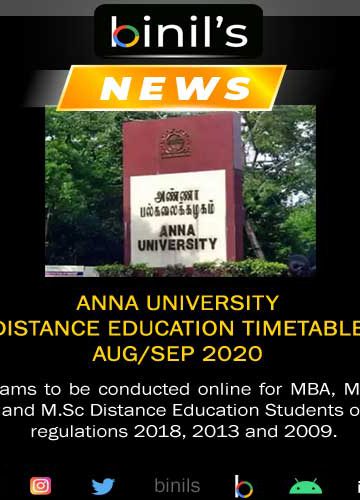 Anna University Distance Education Time-Table