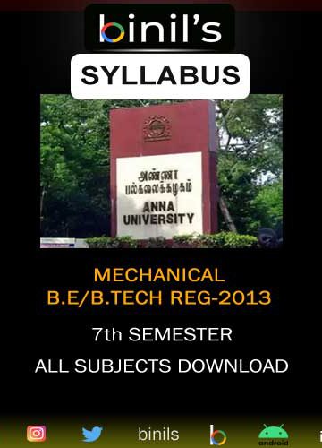 Mechanical 7th Sem Reg-13 Syllabus