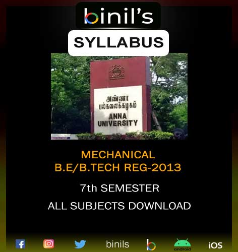 Mechanical 7th Sem Reg-13 Syllabus