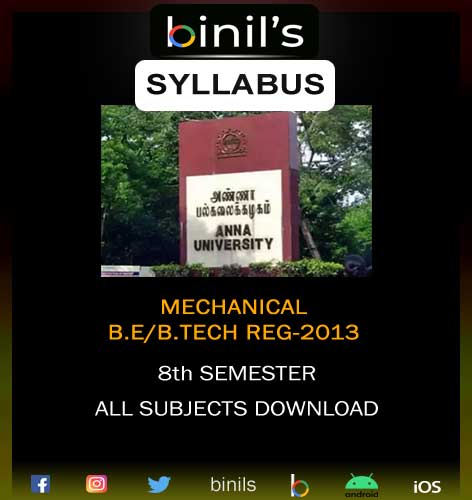 Mechanical 8th Sem Reg-13 Syllabus