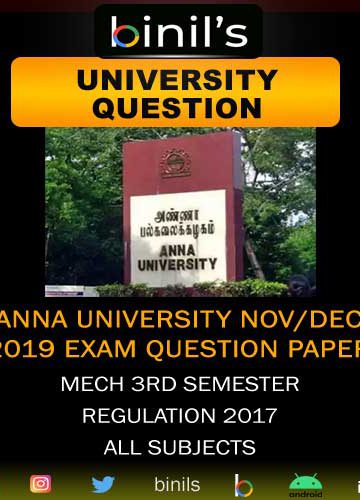 Anna University Mechanical Engineering previous year question paper