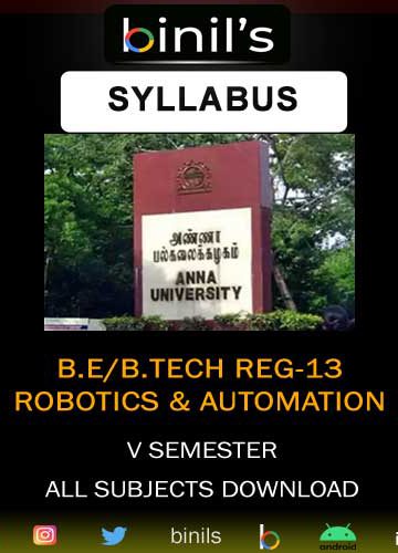 Anna University Reg-13 robotics and automation syllabus