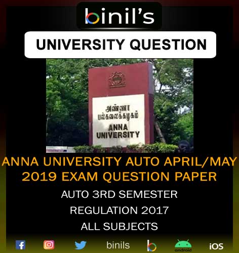 anna university B.E automobile engineering 3rd sem april/may 2019 regulation 2017