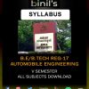 BE Automobile Engineering Syllabus 5th Sem Reg-17