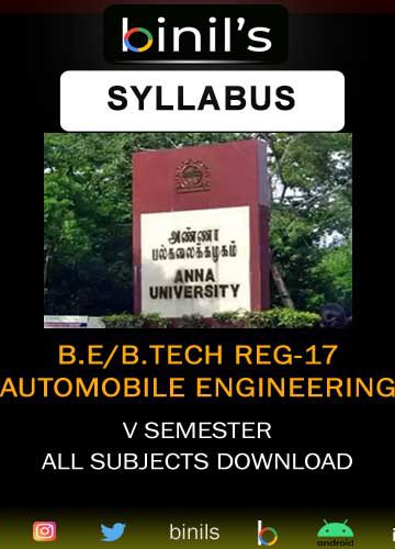 BE Automobile Engineering Syllabus 5th Sem Reg-17