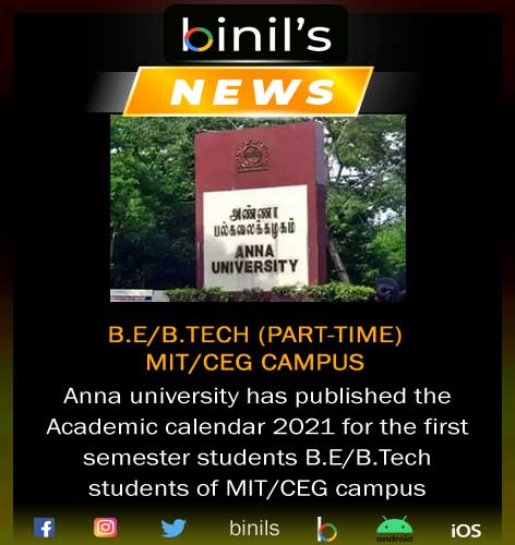 Anna University academic schedule 2021