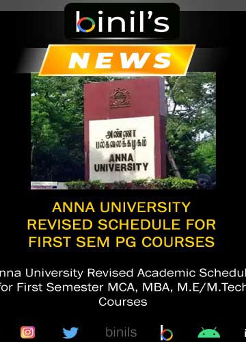 Anna University Revised Schedule for PG Courses