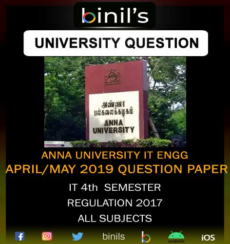 anna university 4th sem IT question paper April/May 2019 regulation 2017