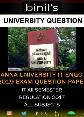 Anna university Information Technology old question paper 2019 reg 19