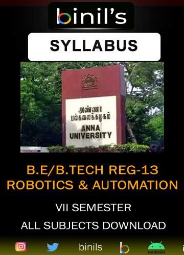 Anna University Reg-13 Robotics & Automation Syllabus