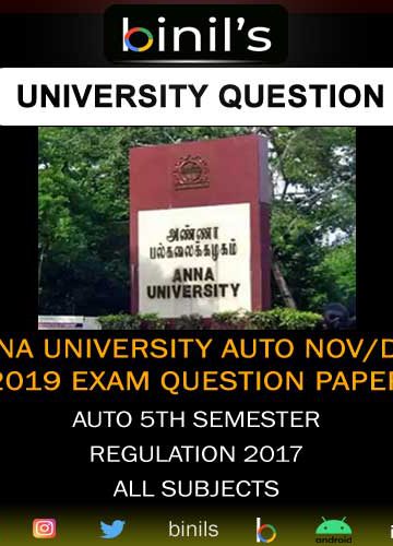 anna university Automobile Engineering Question Papers 5th semester nov/dec 19 regulation 2017