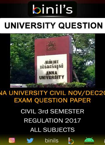 Anna University Civil Engg question paper 3rd semester Nov/Dec 2019 reg-2017