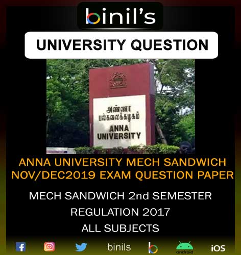 Anna University Mechanical Sandwich Engg question paper 2nd sem Regulation17