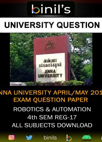 robotics anna university question papers 4th sem 2019 regulation 2017