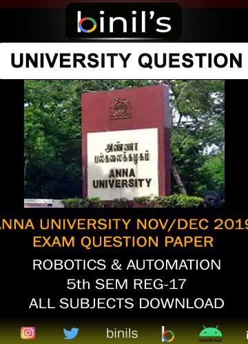 anna university robotics question papers 5th semester nov/dec 2019 regulation 2017