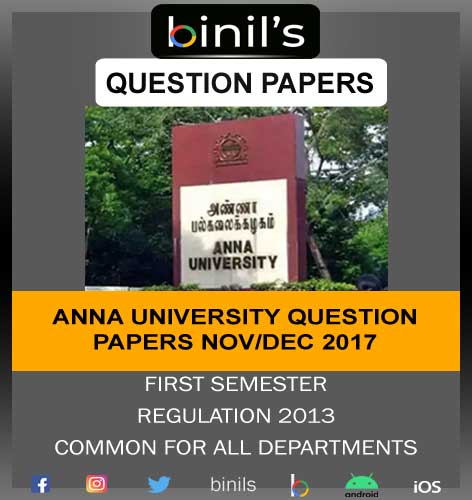 Anna university BE 1st sem reg-13 Nov/Dec 2017