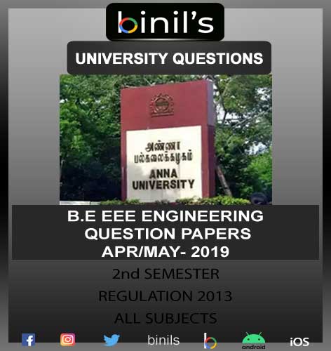 Anna University Electrical Engineering Question Paper Apr/May 19