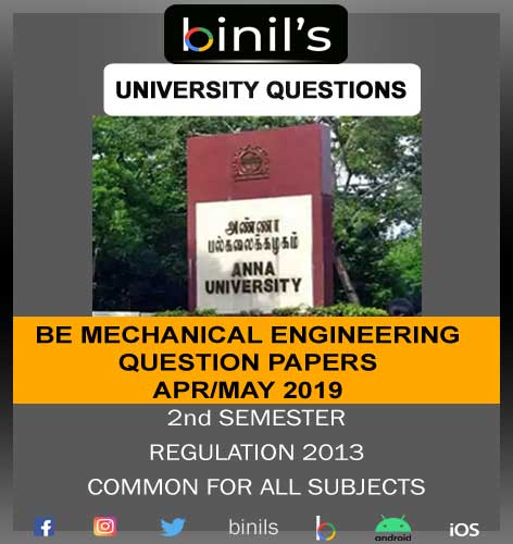 Anna University Mechanical Question Papers 2nd Semester April/May 19