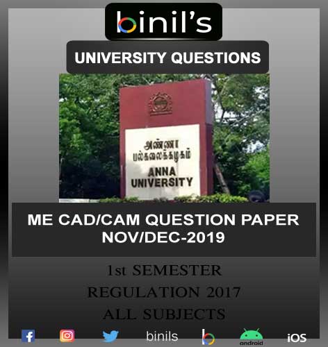 Anna University CAD/CAD question paper 1st Sem Nov/Dec- 2019 Reg-17