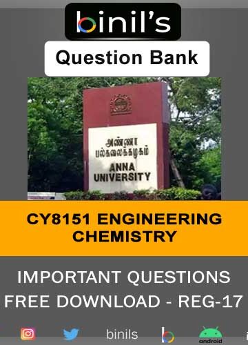 CY8151 Engineering Chemistry Important Questions