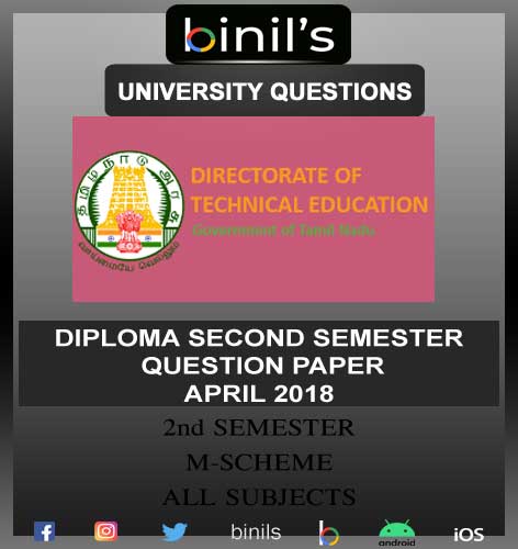 DOTE University Polytechnic old question papers for 2nd Sem April 2018