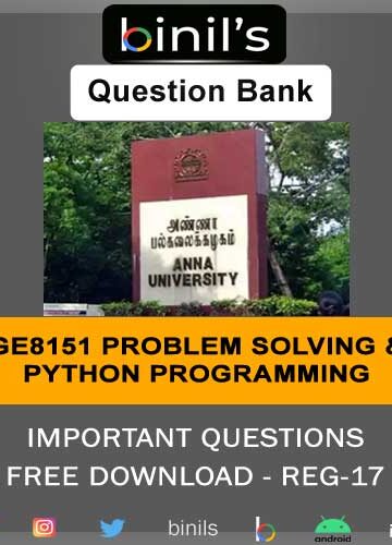 ge8151 problem solving and python programming important questions