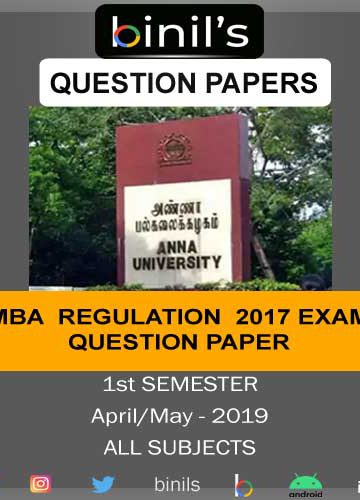 Anna University Question Papers April/May- 2019 for the 1st Sem MBA