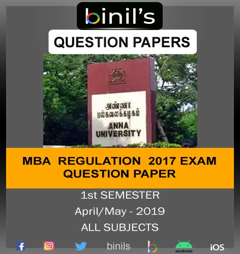 Anna University Question Papers April/May- 2019 for the 1st Sem MBA