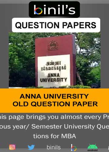 Anna University MBA previous year question paper Reg-08,13 & 17