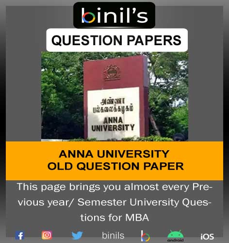 Anna University MBA previous year question paper Reg-08,13 & 17