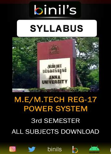 ME 3rd Sem Reg-17 Power System Syllabus