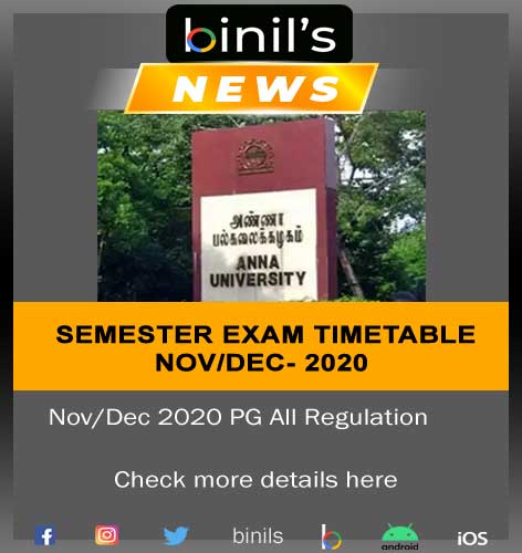 Anna University PG Online Exam Timetable 2020 for All Regulations