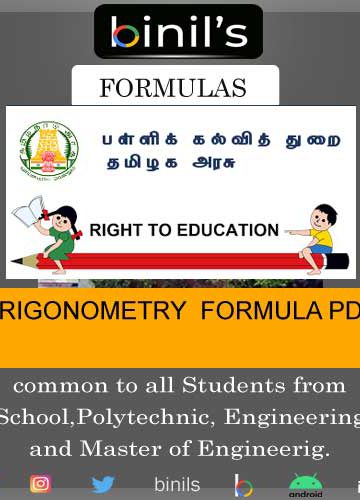 Trigonometry formulae note B.E/B.Tech, M.E/M.Tech, Polytechnic, School