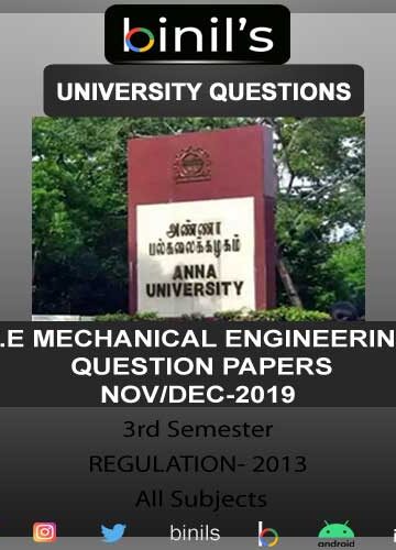 Anna University 3rd Sem Previous Year Question Papers Nov/Dec 2019