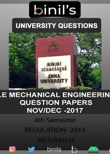 Anna University Mechanical engineering question paper Nov/Dec 2017