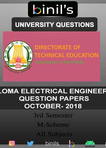 DOTE University Dip Electrical Engineering Question Paper Oct 2018 for the 3rd sem M-Scheme