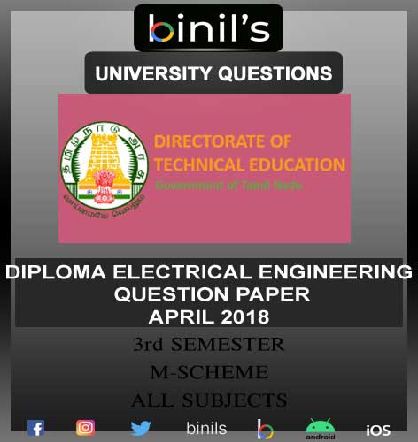 DOTE University Diploma Electrical 3rd sem exam paper pdf for April 2018 M scheme