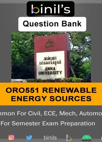 ORO551 Renewable Energy Sources Question Bank Reg-17