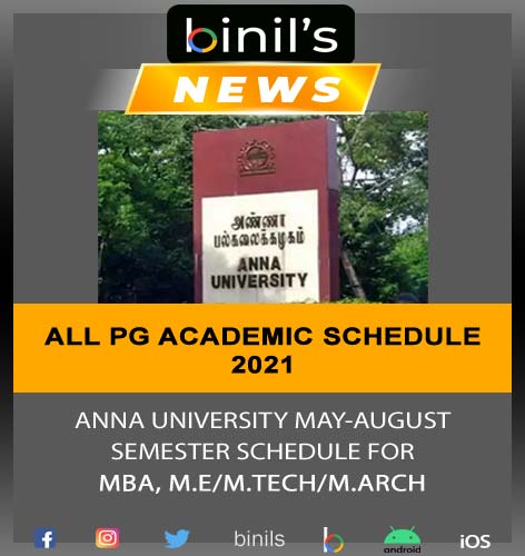 Anna University Even Semester Academic Schedule For Pg Courses 