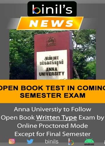 Anna University to Conduct Open Book Test for Upcoming Semester Exam