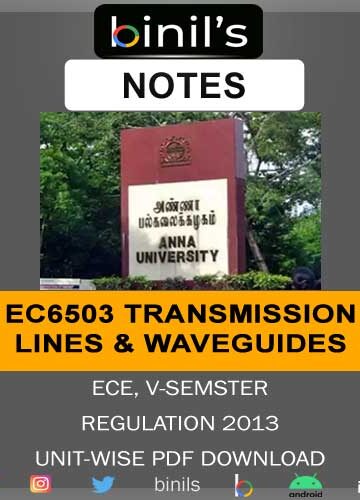 EC6503 Transmission Lines & Waveguides Notes