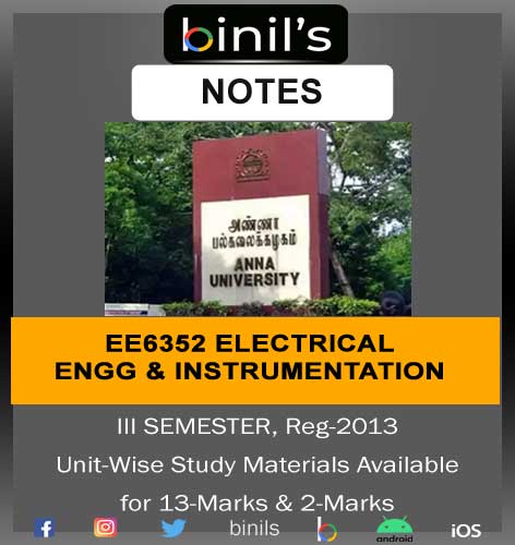 EE6352 Electrical Engineering And Instrumentation Notes