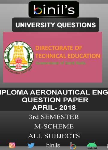 Diploma Aeronautical Engineering Question Papers for 3rd sem April 2018