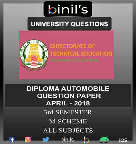 DOTE University Automobile Diploma Question Papers April 2018