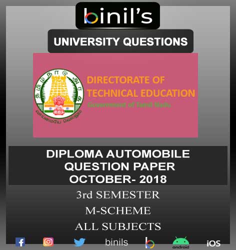 DOTE University Automobile Diploma Question Papers for 3rd sem Oct-18