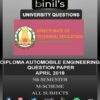 DOTE University Diploma question papers for automobile engineering