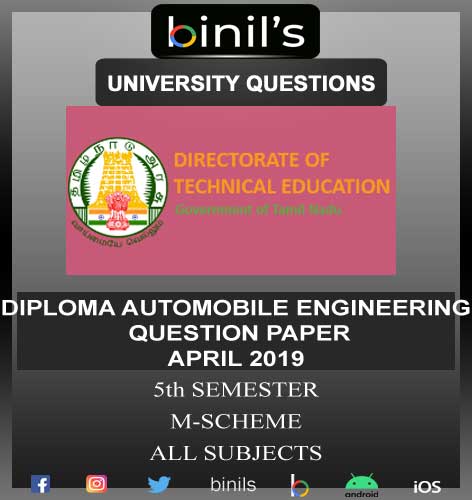 DOTE University Diploma question papers for automobile engineering