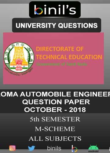 DOTE University Diploma 5th Sem Question Papers 2018 for Automobile