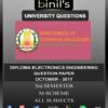 DOTE University Diploma Question Paper 3rd sem for Electronics Engineering October 2018 M-Scheme examination question papers are available